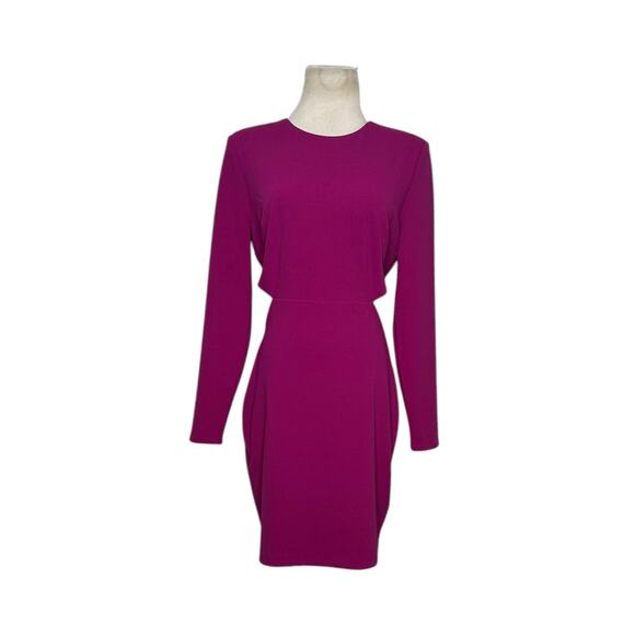 Express fuchsia long sleeves side cut outs mini dress size small - Picture 8 of 12